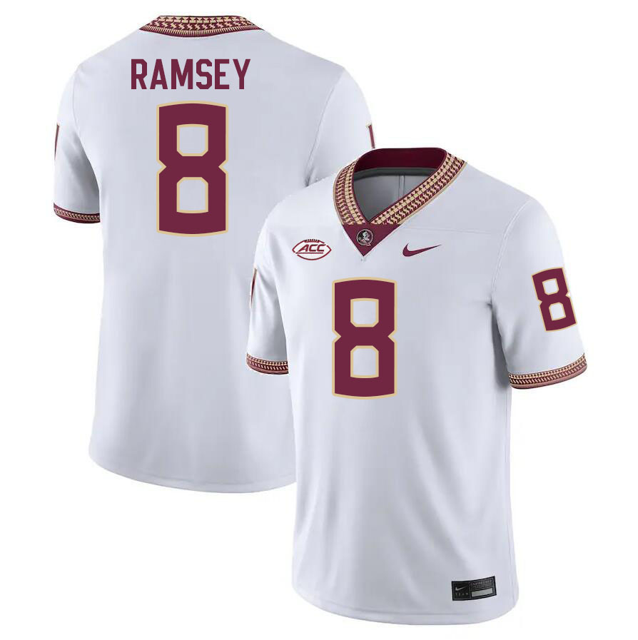 #8 Jalen Ramsey Florida State Seminoles Jerseys Football Stitched-White - Click Image to Close